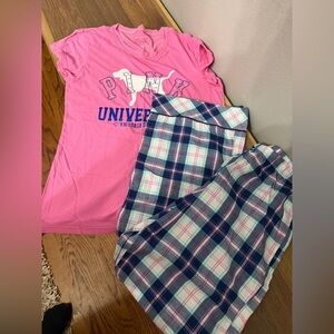Vintage Victoria's Secret Pink Graphic Tee and Plaid Pants